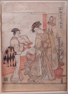 Appraisal: Isoda Koryusai Japanese Woodblock Print th century Japanese woodblock on