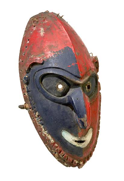 Appraisal: A red and blue Manam Island mask Papua New Guinea