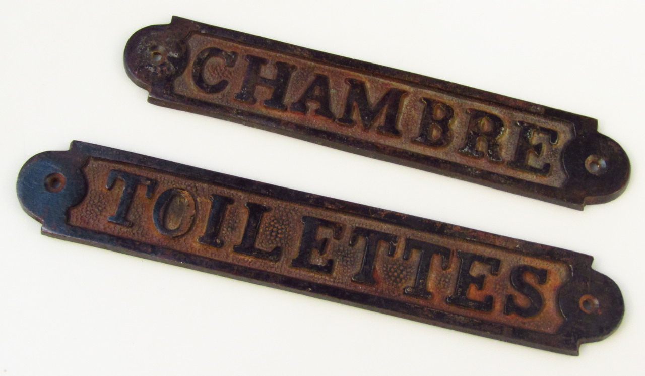 Appraisal: A modern French metal sign titled Toilettes cm wide and