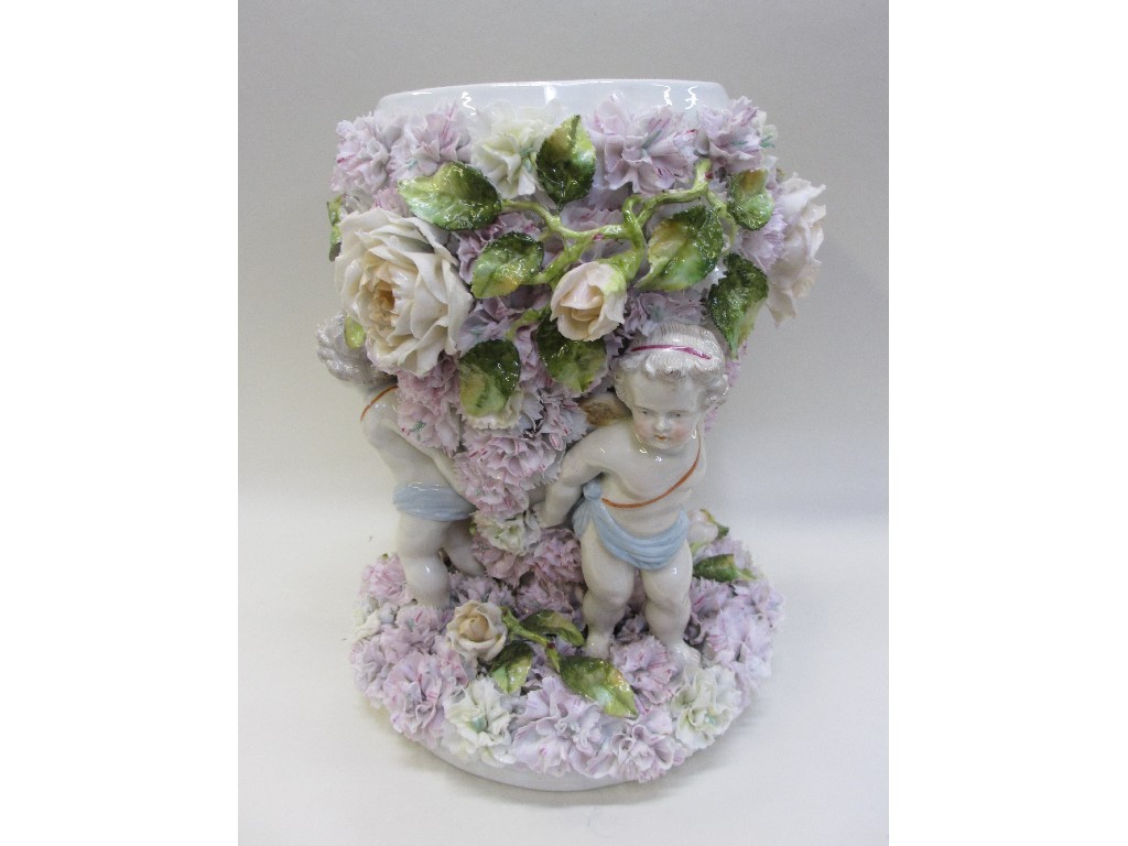 Appraisal: Continental porcelain flower encrusted centrepiece