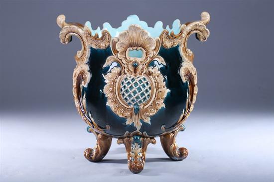 Appraisal: CONTINENTAL MAJOLICA JARDINIERE early to mid th century imprinted mark