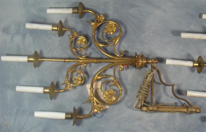 Appraisal: Pair brass socket wall sconce high Estimate -