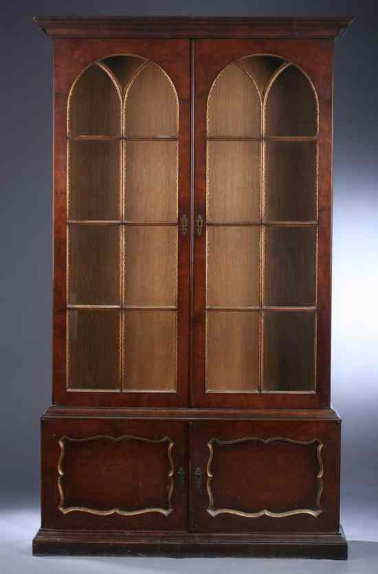 Appraisal: GEORGE III STYLE MAHOGANY AND PARCEL-GILT DISPLAY CABINET th century