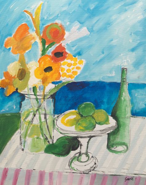 Appraisal: JEAN SARDI FRENCH B x Still life with flowers fruit