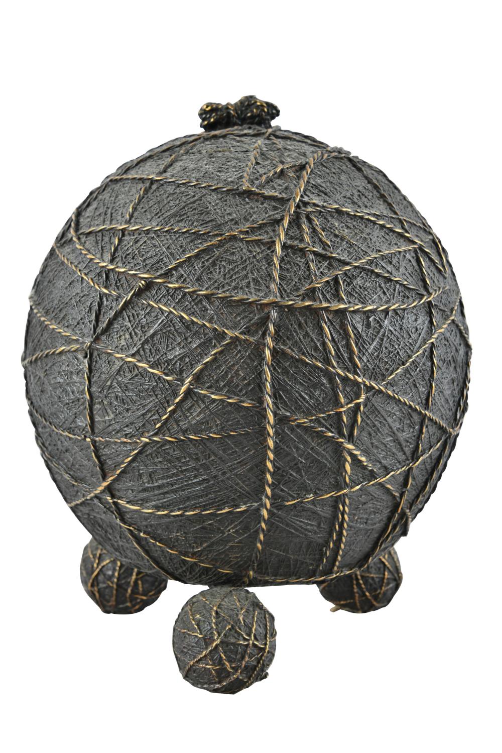 Appraisal: BRONZE COVERED JARunsigned modeled as a ball of twine raised