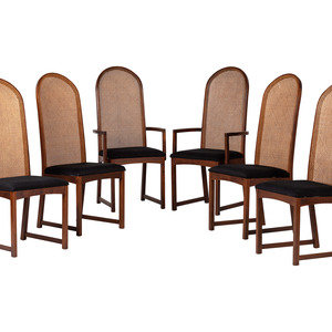 Appraisal: Six Walnut Dining Chairs by Milo Baughman for Directional USA