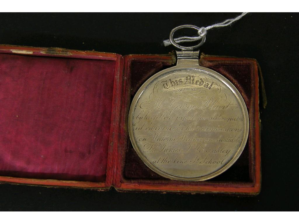 Appraisal: Cased Georgian silver medal diameter oz approx