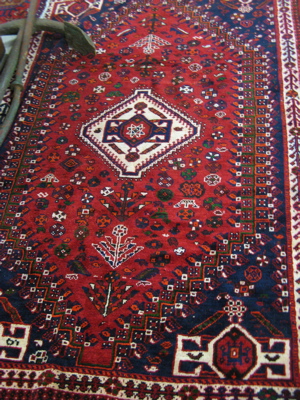 Appraisal: PERSIAN SHIRAZ AREA RUG Fars province southwestern Iran central geometric