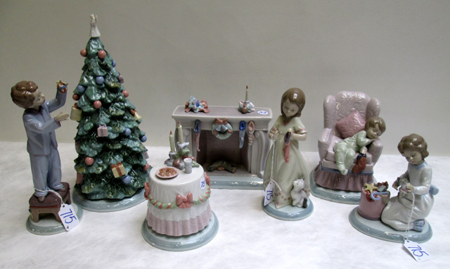 Appraisal: LLADRO CERAMIC NIGHT BEFORE CHRISTMAS COLLECTION seven piece set retired