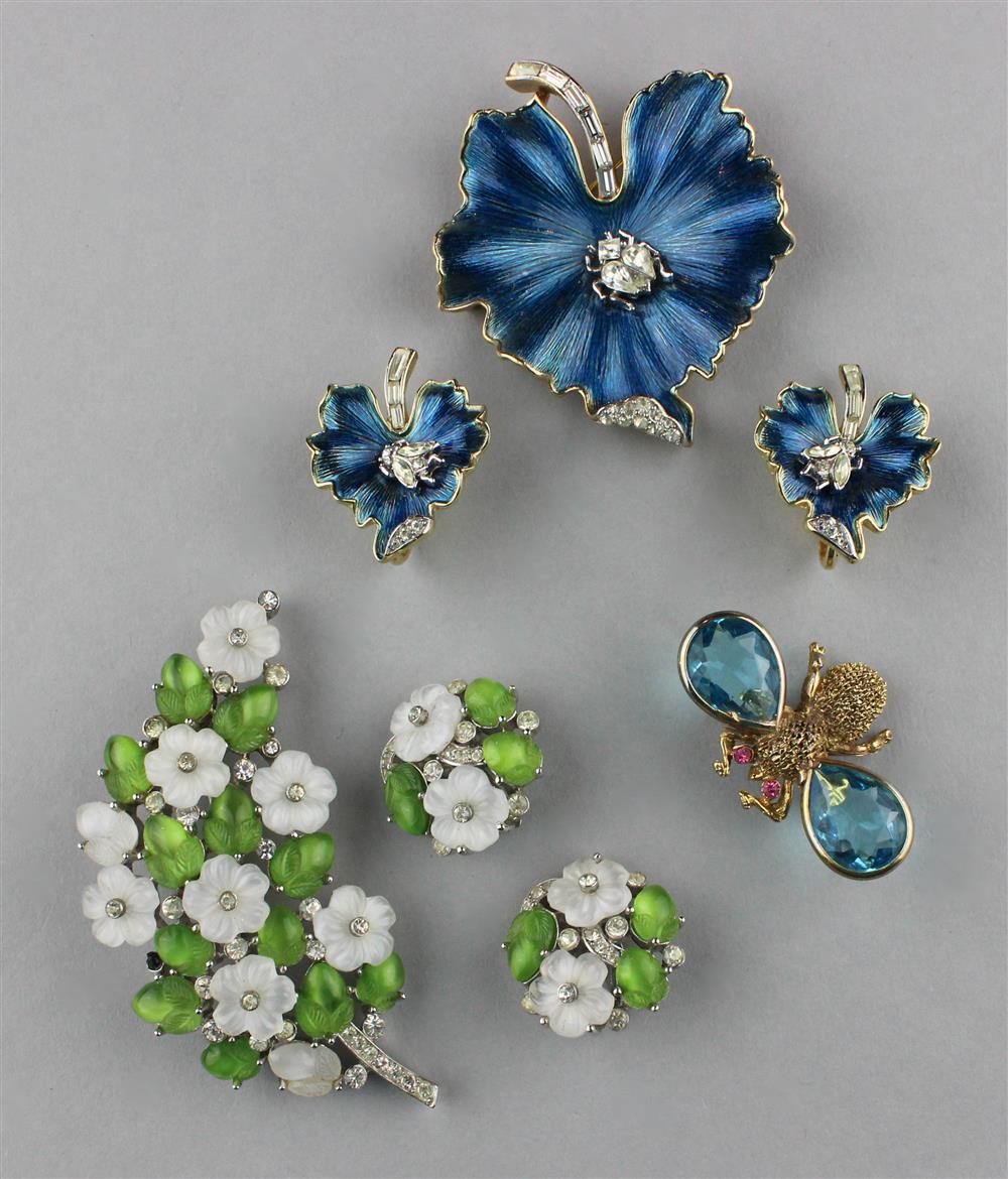 Appraisal: TRIFARI FRUIT SALAD BROOCH AND EARRINGS AND TRIFARI WATER LILY