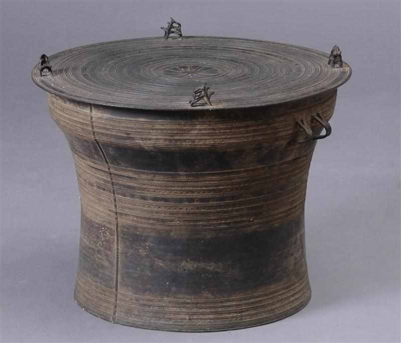 Appraisal: SHAN TRIBAL BRONZE DRUM The circular top with concentric circles