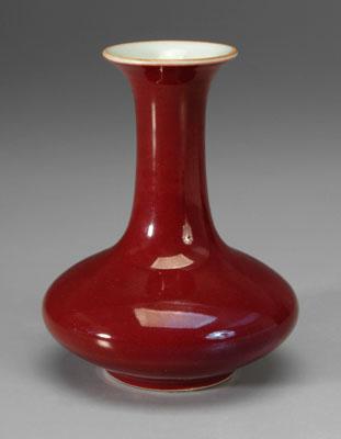 Appraisal: Chinese copper-red glazed vase rich even glaze flattened ovoid with