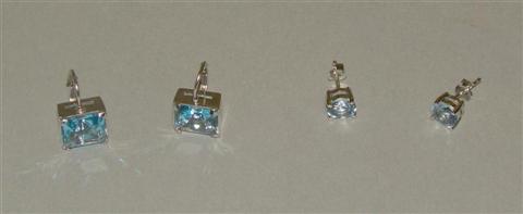 Appraisal: PAIR OF BLUE TOPAZ STUD EARRINGS Of circular form and