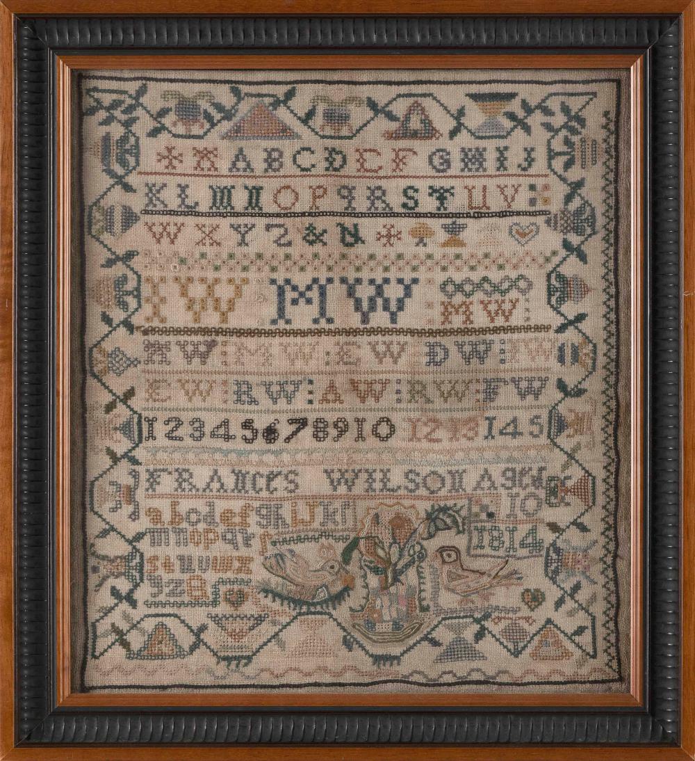 Appraisal: UNUSUAL NEW HAMPSHIRE NEEDLEWORK SAMPLER Dated Wrought by Frances Wilson