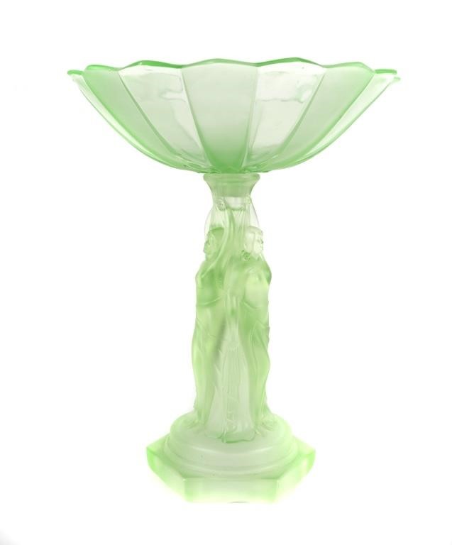 Appraisal: An unusually large vaseline glass item A - tall base