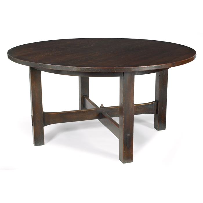 Appraisal: Rare and early Gustav Stickley dining table important design with