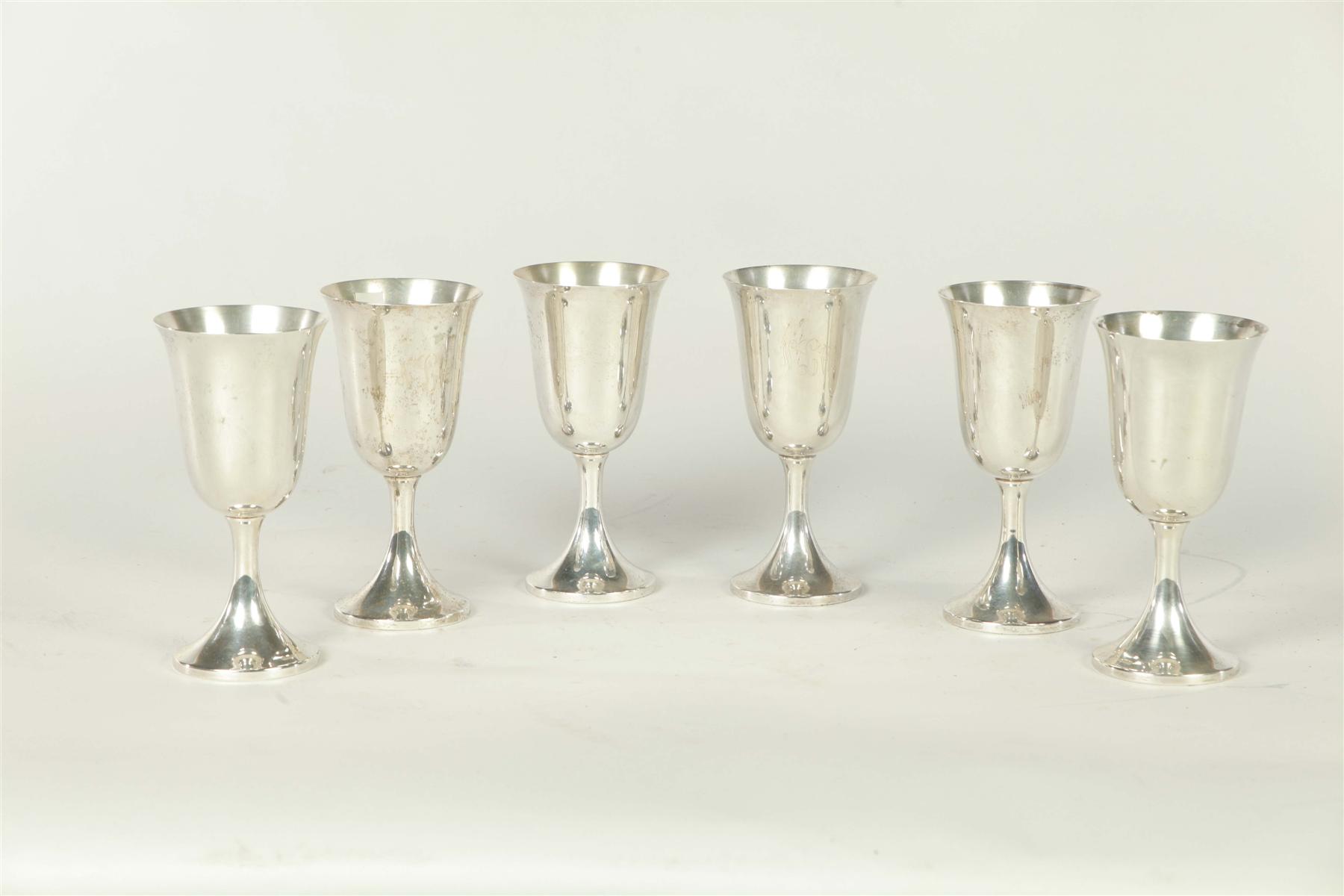 Appraisal: SET OF STERLING GOBLETS American mid th century Set of