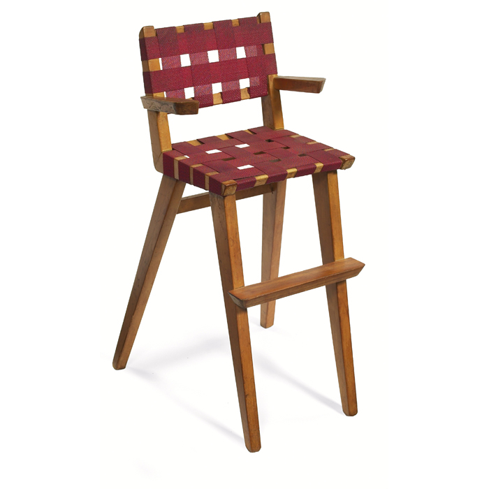 Appraisal: Jens Risom high chair by Knoll s spruce frame with