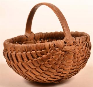 Appraisal: Antique Woven Oak Egg or Berry Basket Antique Woven Oak