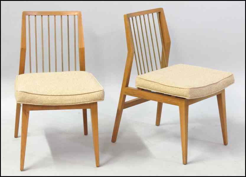 Appraisal: PAIR OF BLONDE WOOD SIDE CHAIRS Attributed to Dunbar Back