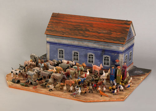 Appraisal: Child's painted Noah's Ark with carved animals approx animals and