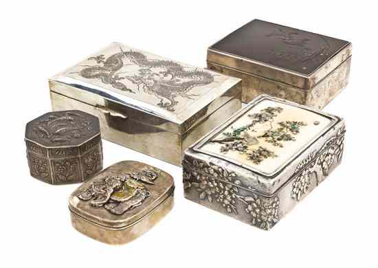 Appraisal: A Group of Four Japanese Silver and Mixed Metal Boxes