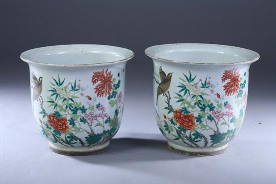 Appraisal: PAIR CHINESE FAMILLE ROSE PORCELAIN JARDINI RES th century Bird