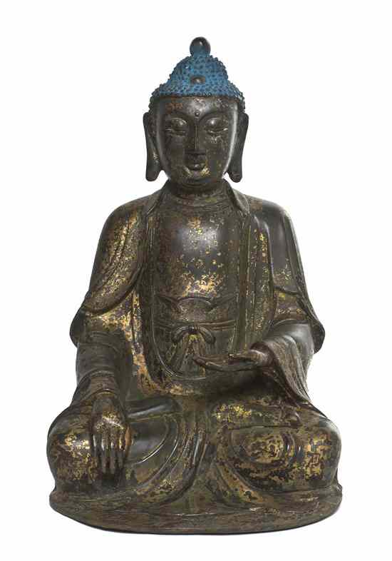 Appraisal: A Chinese Bronze Model of Buddha depicted in a seated