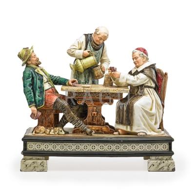 Appraisal: AUSTRIAN PORCELAIN FIGURINE Monk playing cards with some gentlemen in