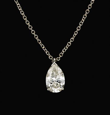 Appraisal: Pear shaped diamond pendant necklace Diamond weight is approximately carat