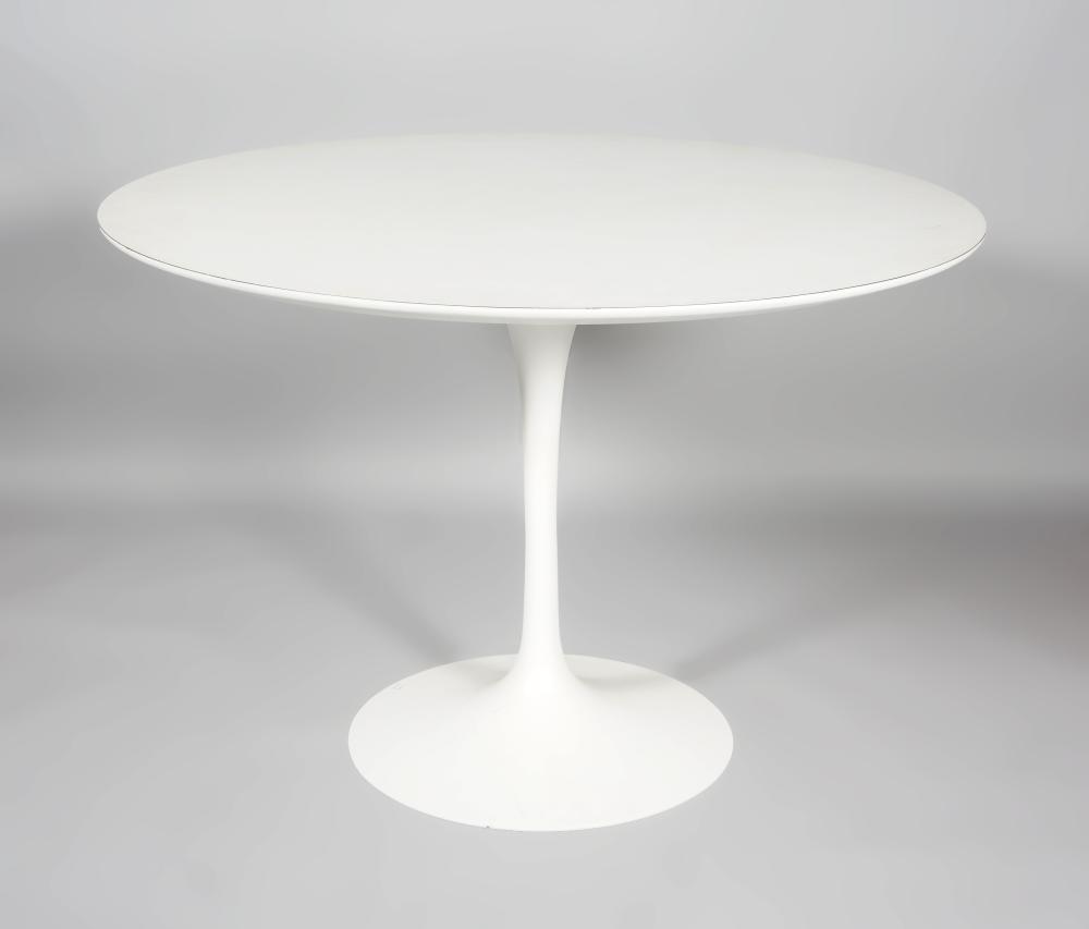 Appraisal: EERO SAARINEN KNOLL WHITE LACQUER TULIP BREAKFAST TABLE the circular