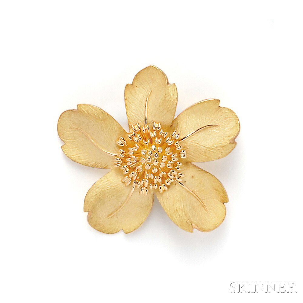 Appraisal: kt Gold Flower Brooch Tiffany Co lg in signed Estimate