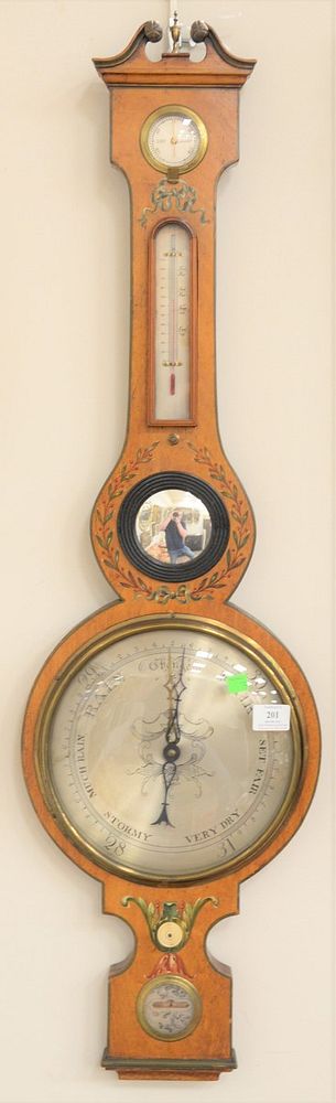 Appraisal: George III style wheel barometer paint decorated ht in Provenance