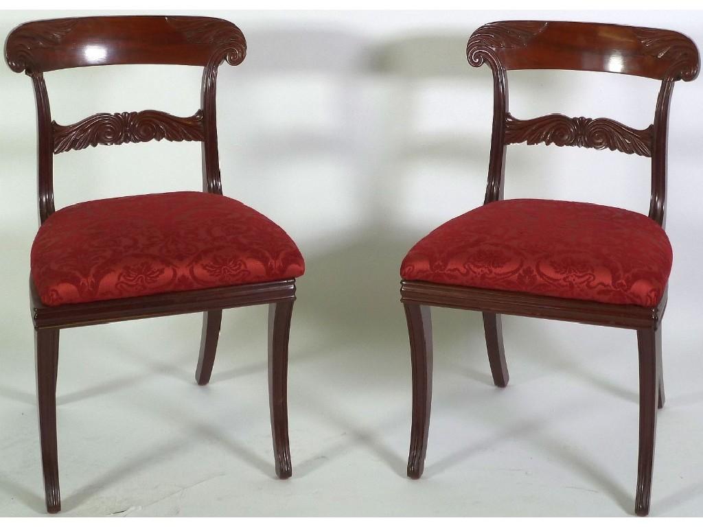 Appraisal: PAIR OF EARLY TH CENTURY CARVED MAHOGANY SINGLE DINING CHAIRS