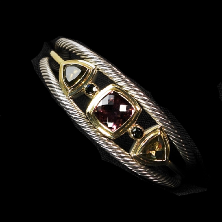 Appraisal: DAVID YURMAN K GOLD STERLING BRACELET Red chatelaine center stone