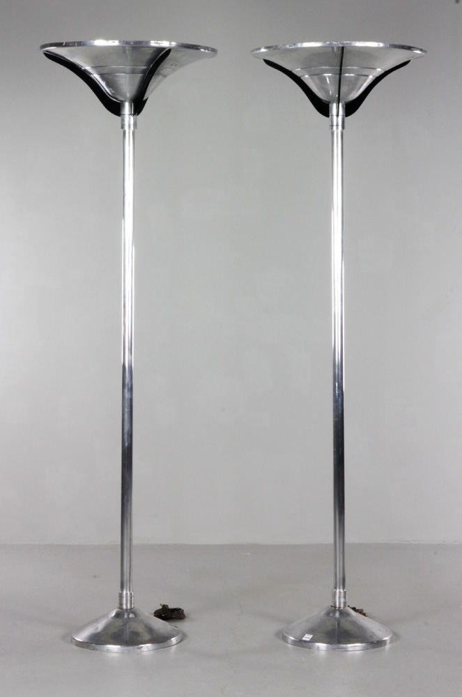 Appraisal: - Pair of Torchieres Pair of polished aluminum torchiers ca