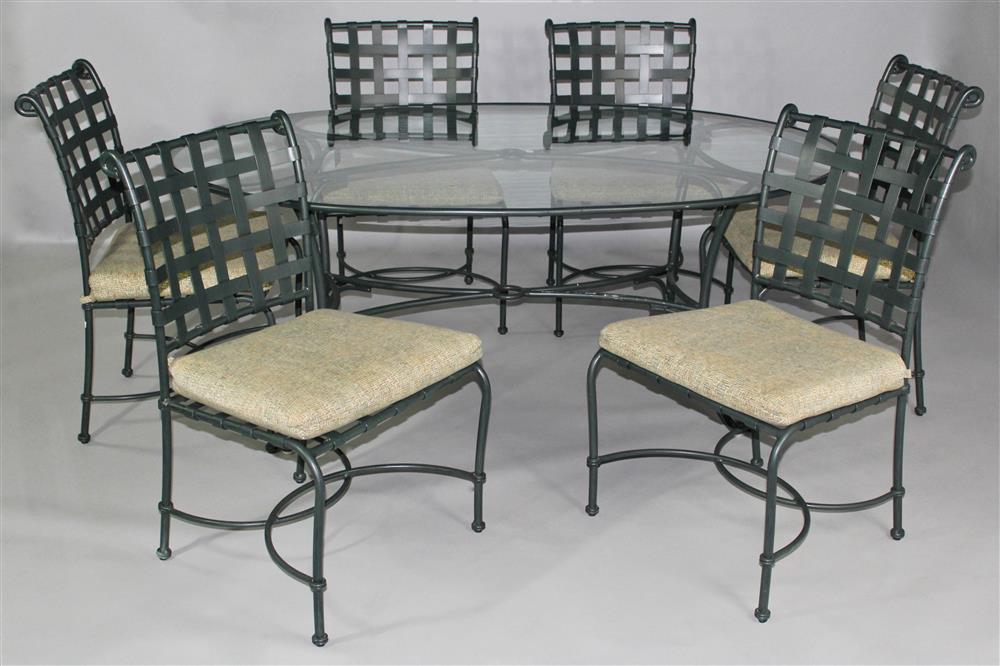 Appraisal: SUITE OF BROWN JORDAN DARK GREEN GARDEN FURNITURE including dining