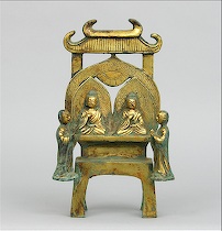 Appraisal: Gilt Bronze Double Buddha Stand in the Wei Dynasty Style