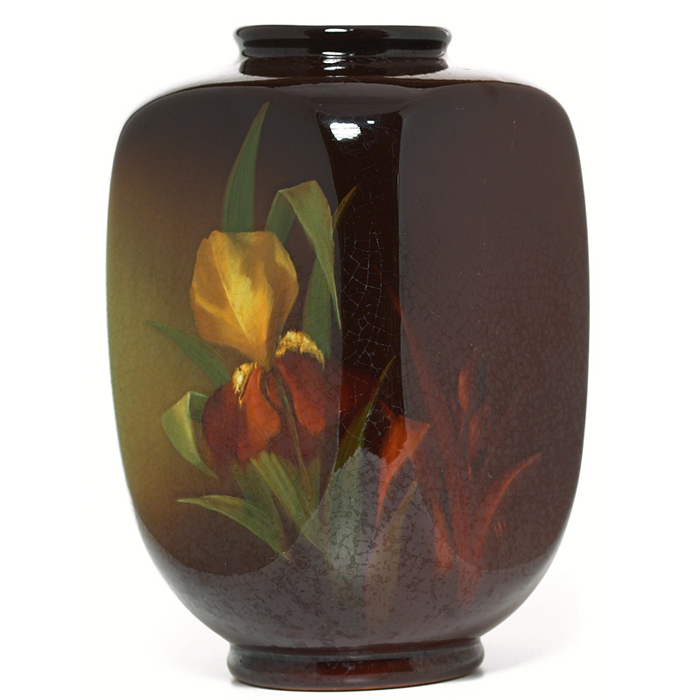 Appraisal: Weller Louwelsa vase four-sided shape in a brown glaze with