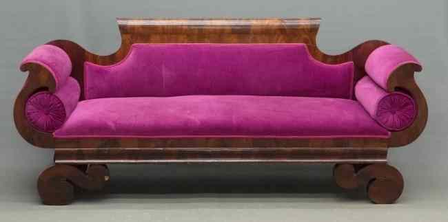 Appraisal: th c Empire mahogany rolled arm sofa ' Length