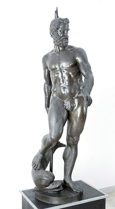 Appraisal: Giovanni da Bologna - -follower Monumental bronze statue of Neptune