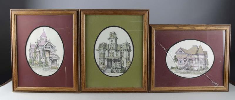 Appraisal: Lot of Famous California Victorian House Prints All three are