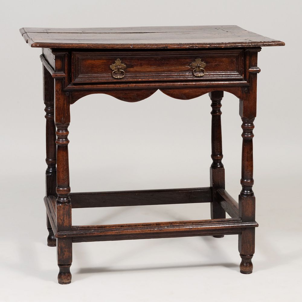 Appraisal: William and Mary Oak Side Table x x in Property