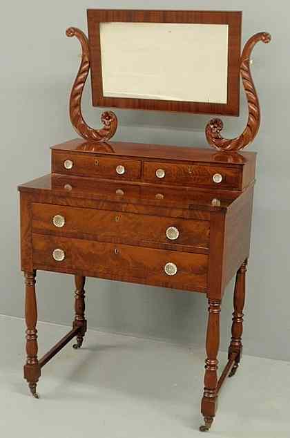 Appraisal: New York classical form mahogany dressing table c the mirror