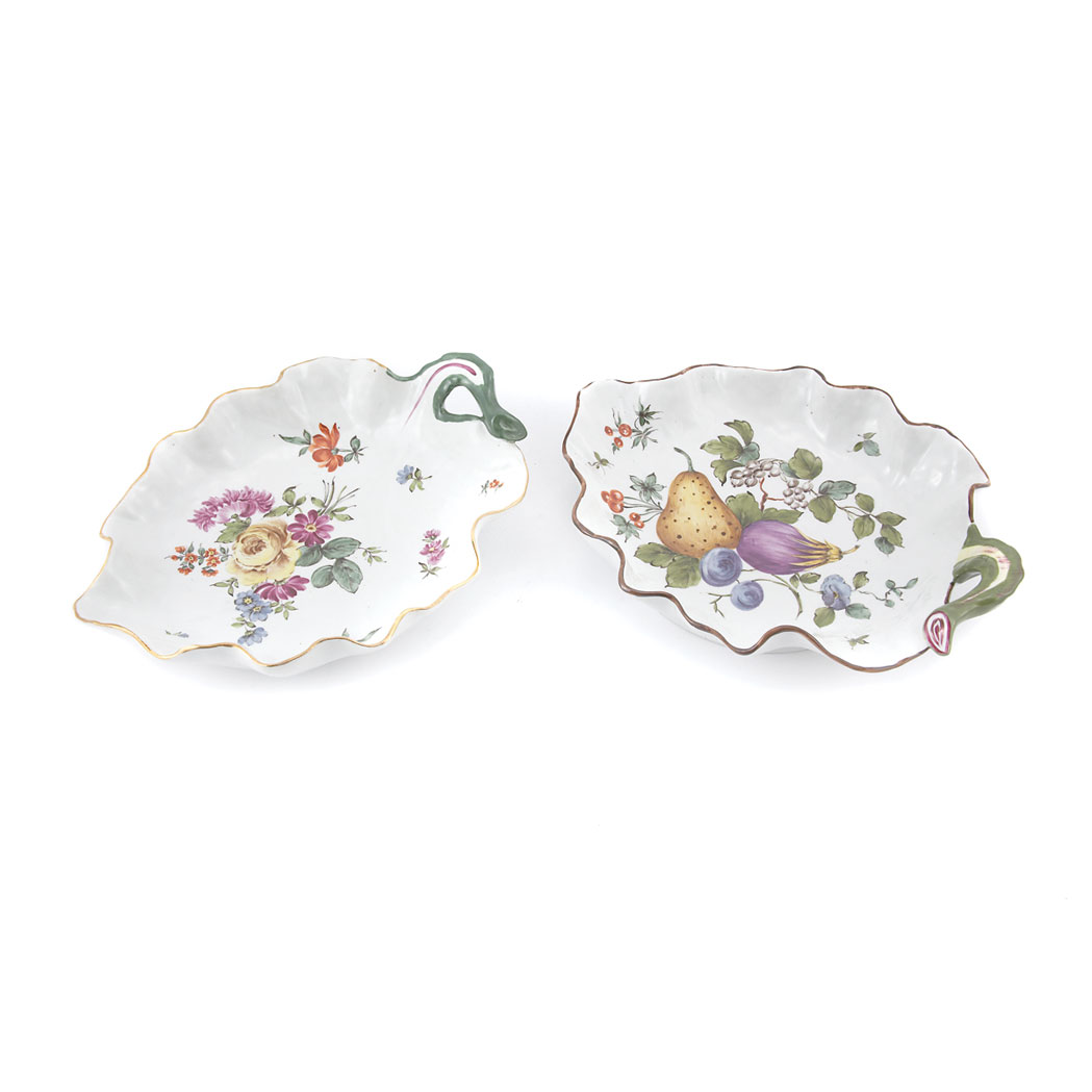 Appraisal: Two Meissen Style Porcelain Leaf-Form Dishes Length inches