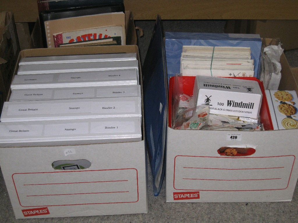 Appraisal: Lot comprising three boxes of albums of stamps some loose