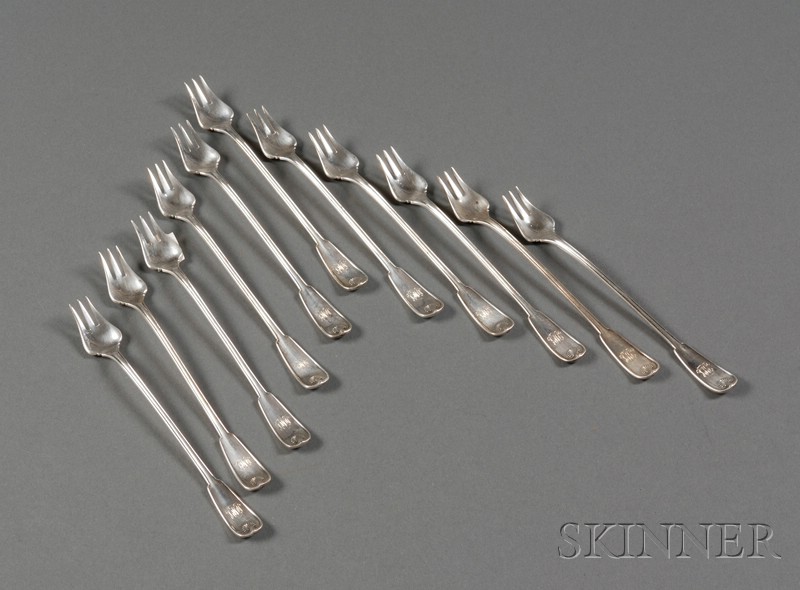 Appraisal: Tiffany Co Sterling Palm Pattern Seafood Forks - monogrammed lg