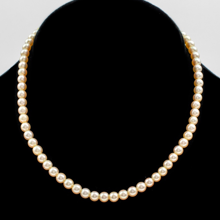 Appraisal: VINTAGE MIKIMOTO AKOYA PEARL NECKLACE Vintage Mikimoto Akoya pearl necklace