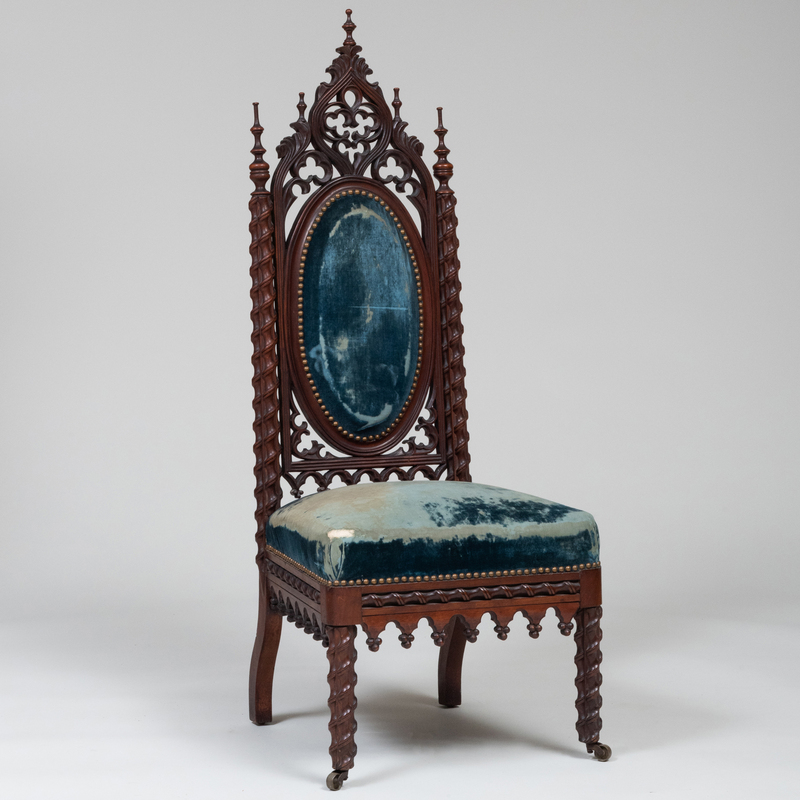 Appraisal: Gothic Revival Carved Walnut Parlor Chair x x in height