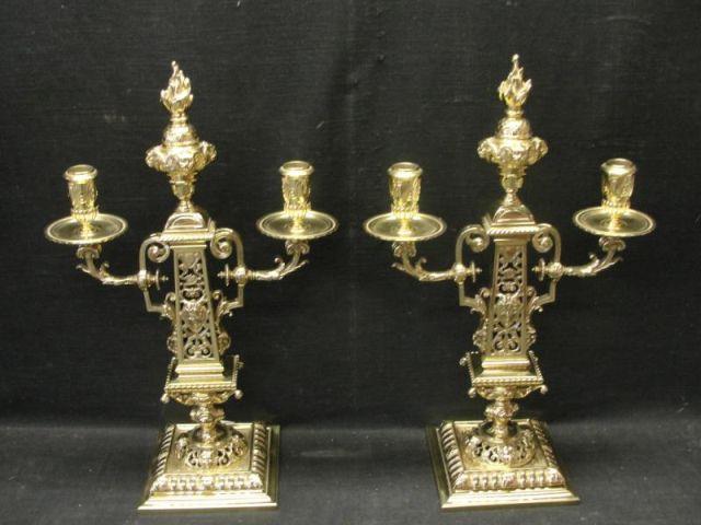 Appraisal: Pair of Ornate Arm Candelabra Stamped HP on bottom Dimensions